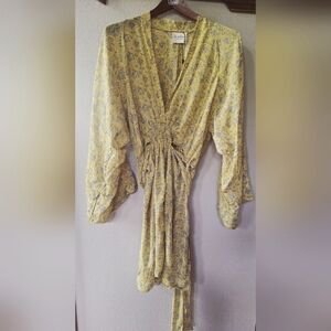 Sissel Edelbo Claire Tie Twist Komono Style Dress Yellow Paisley Womens One Size